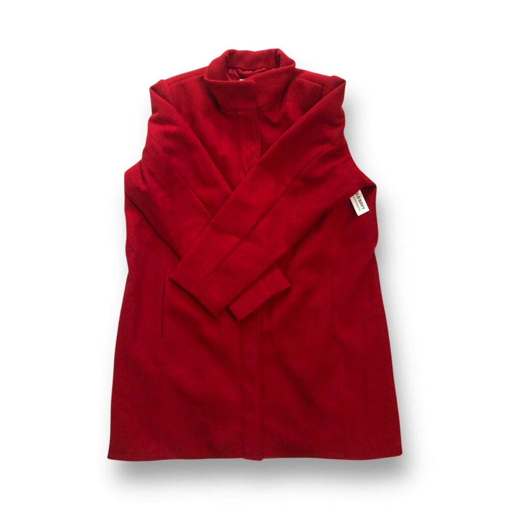 Old Navy red wool-blend stand-collar coat